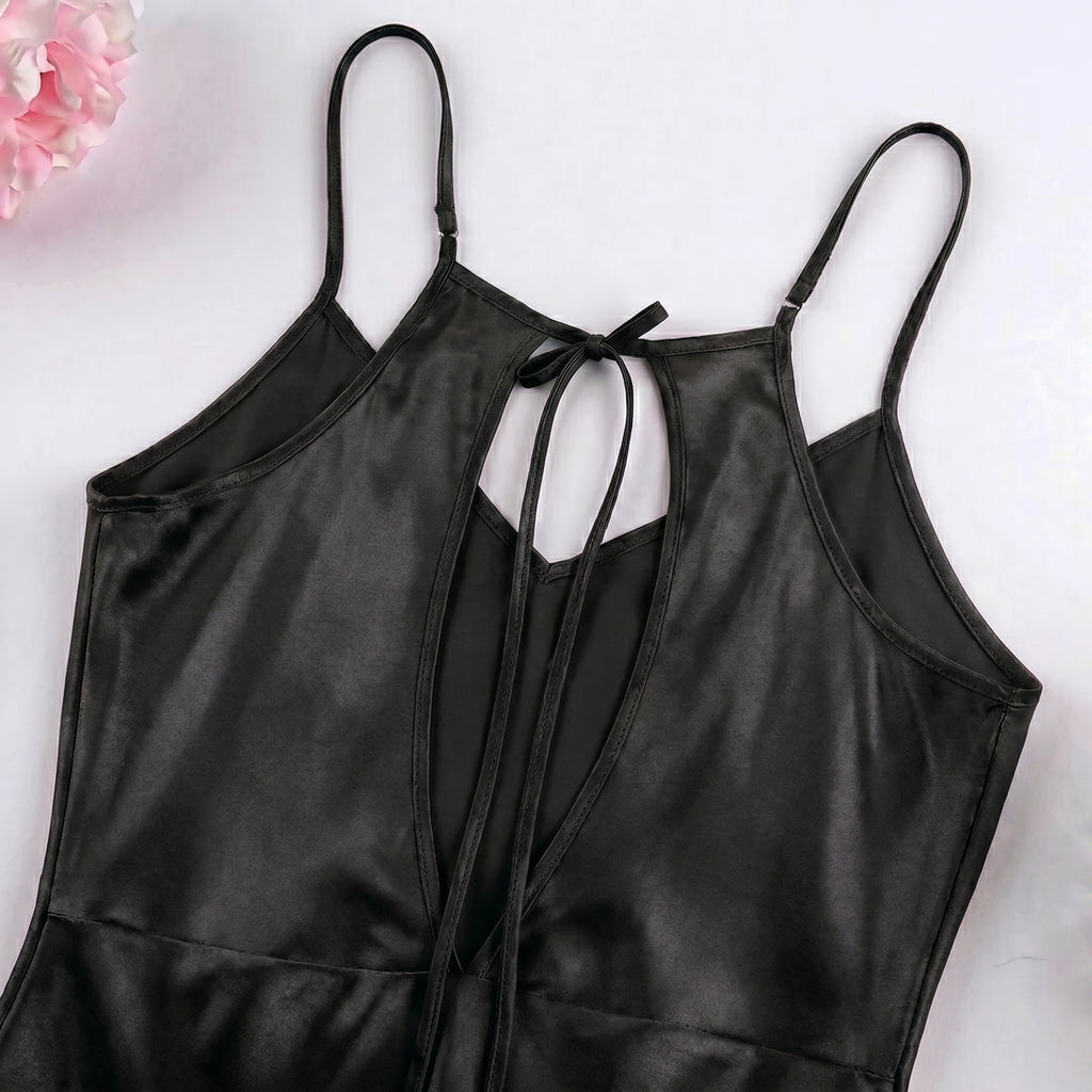 BabyDoll Satin Short Dress - Black 1821