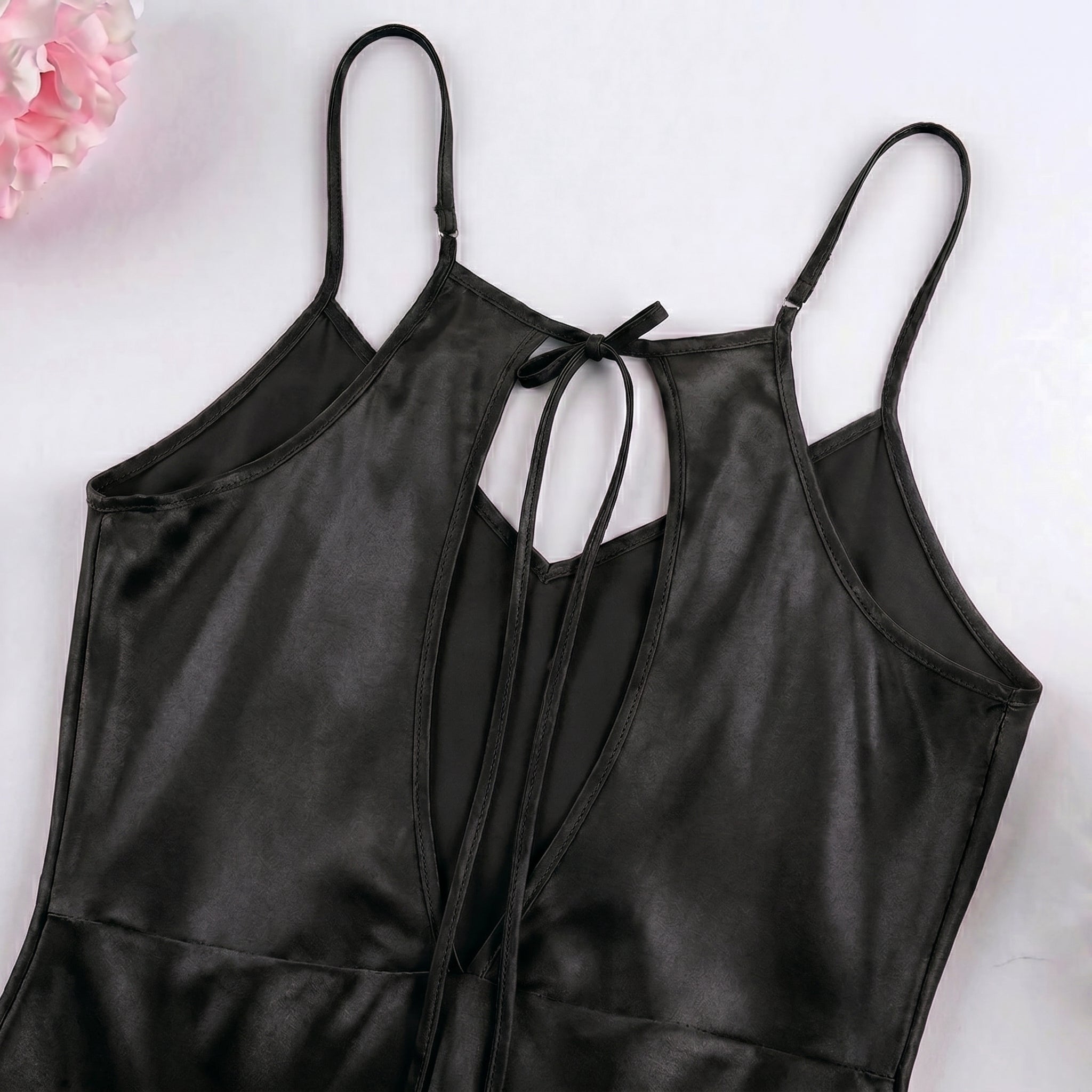 BabyDoll Satin Short Dress - Black 1821
