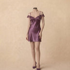 Mauve Lace Satin Short Dress