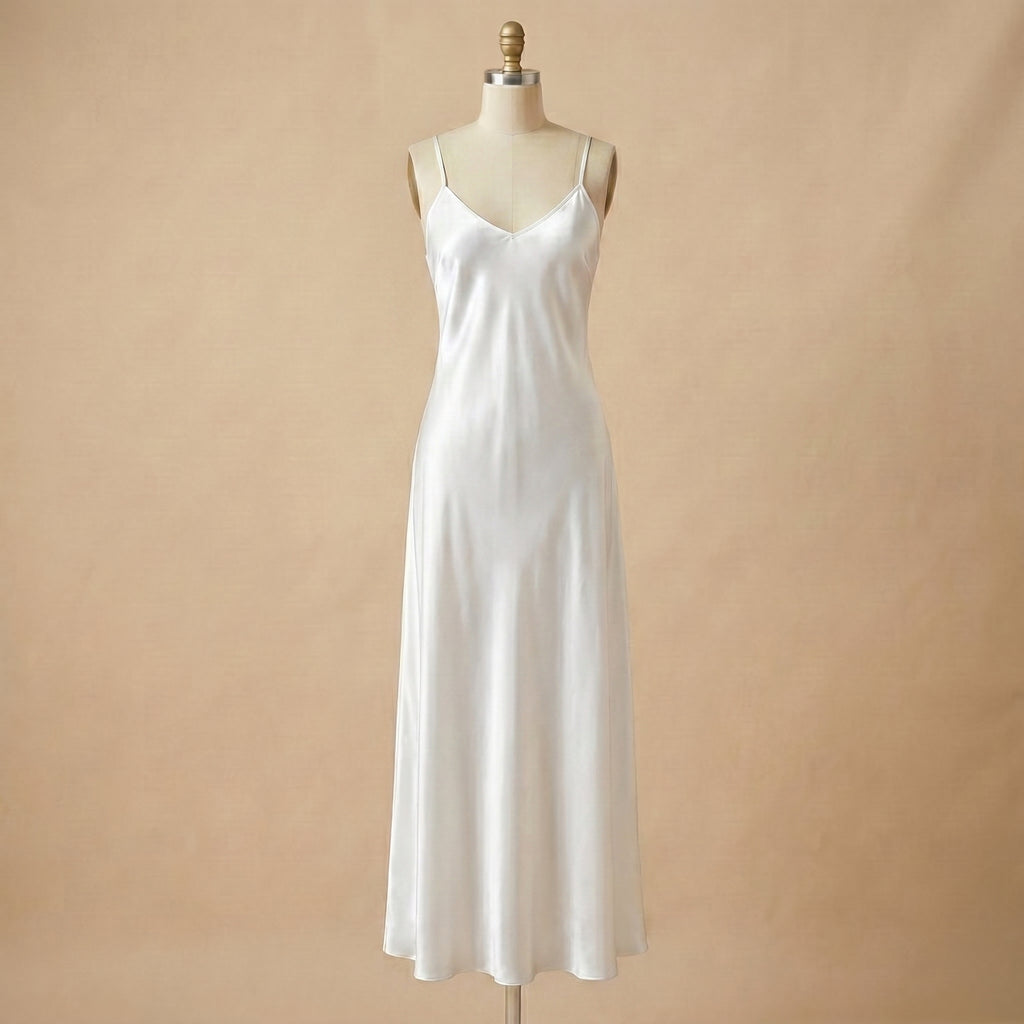 Midnight Kiss Long Satin Dress - White