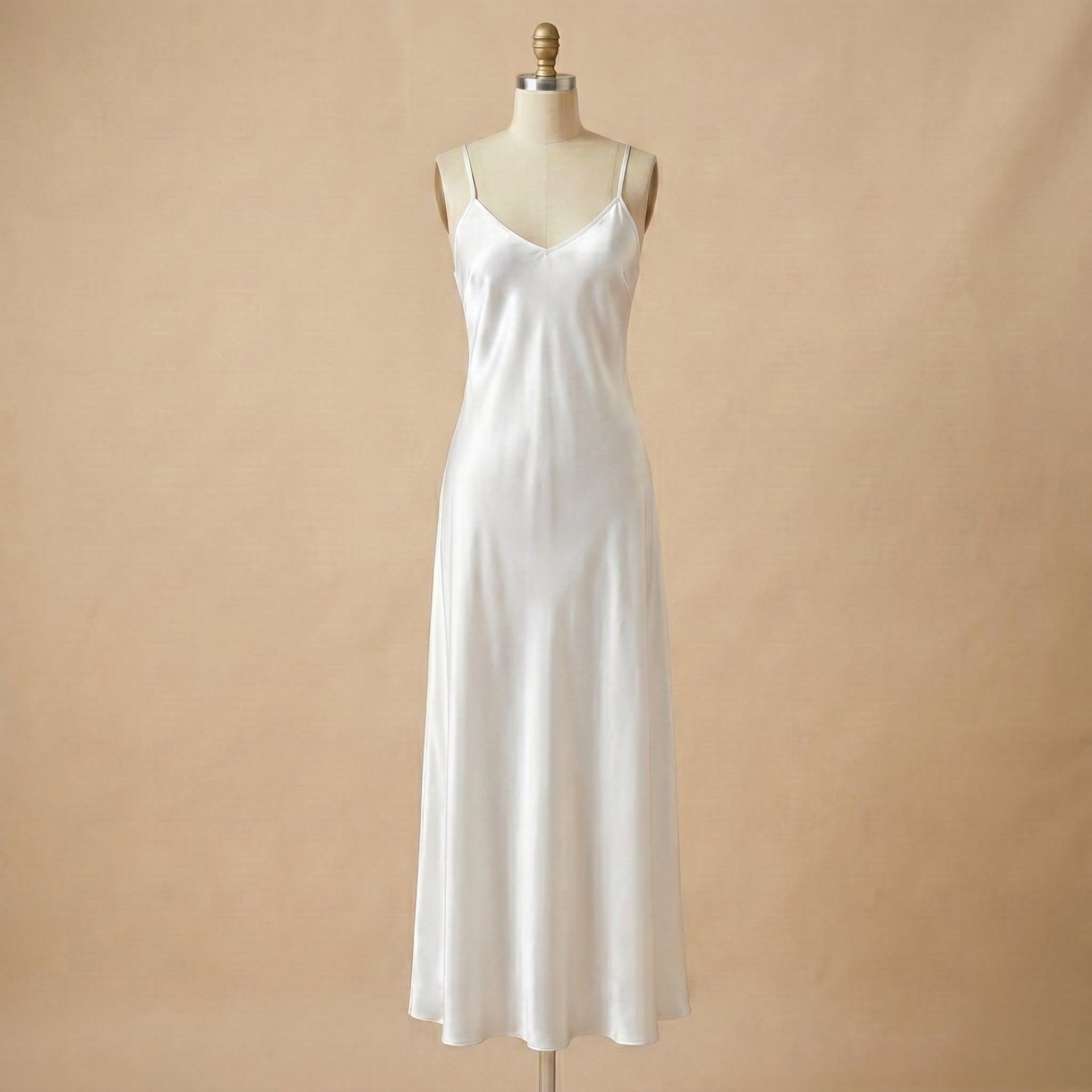 Midnight Kiss Long Satin Dress - White