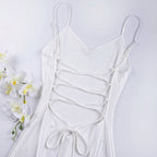 Midnight Kiss Satin Short Dress - White 213