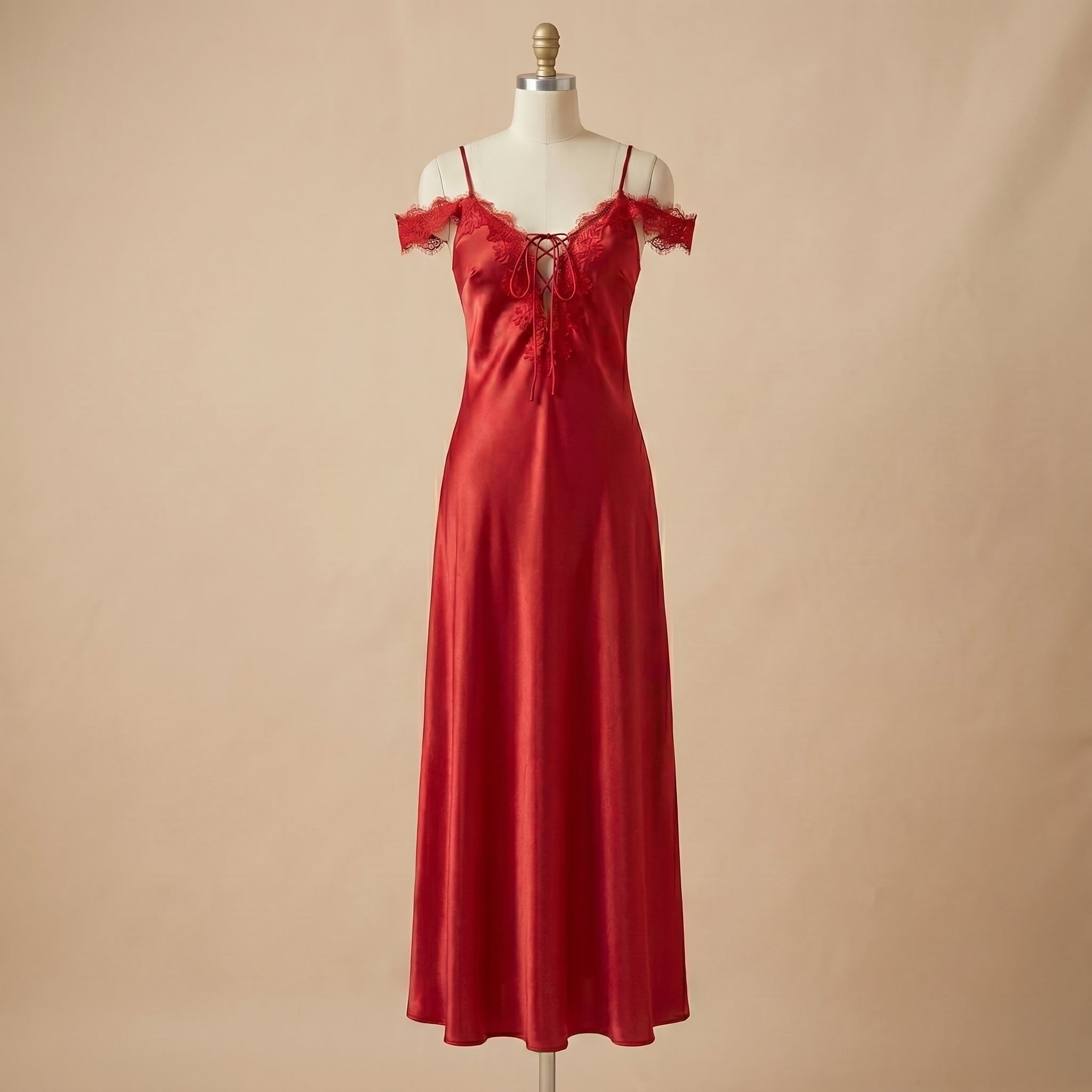 Ruby Desire Red Long Satin Dress 1877