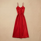 Midnight Kiss Long Satin Dress - Red