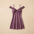 Mauve Lace Satin Short Dress