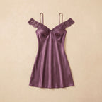 Mauve Lace Satin Short Dress