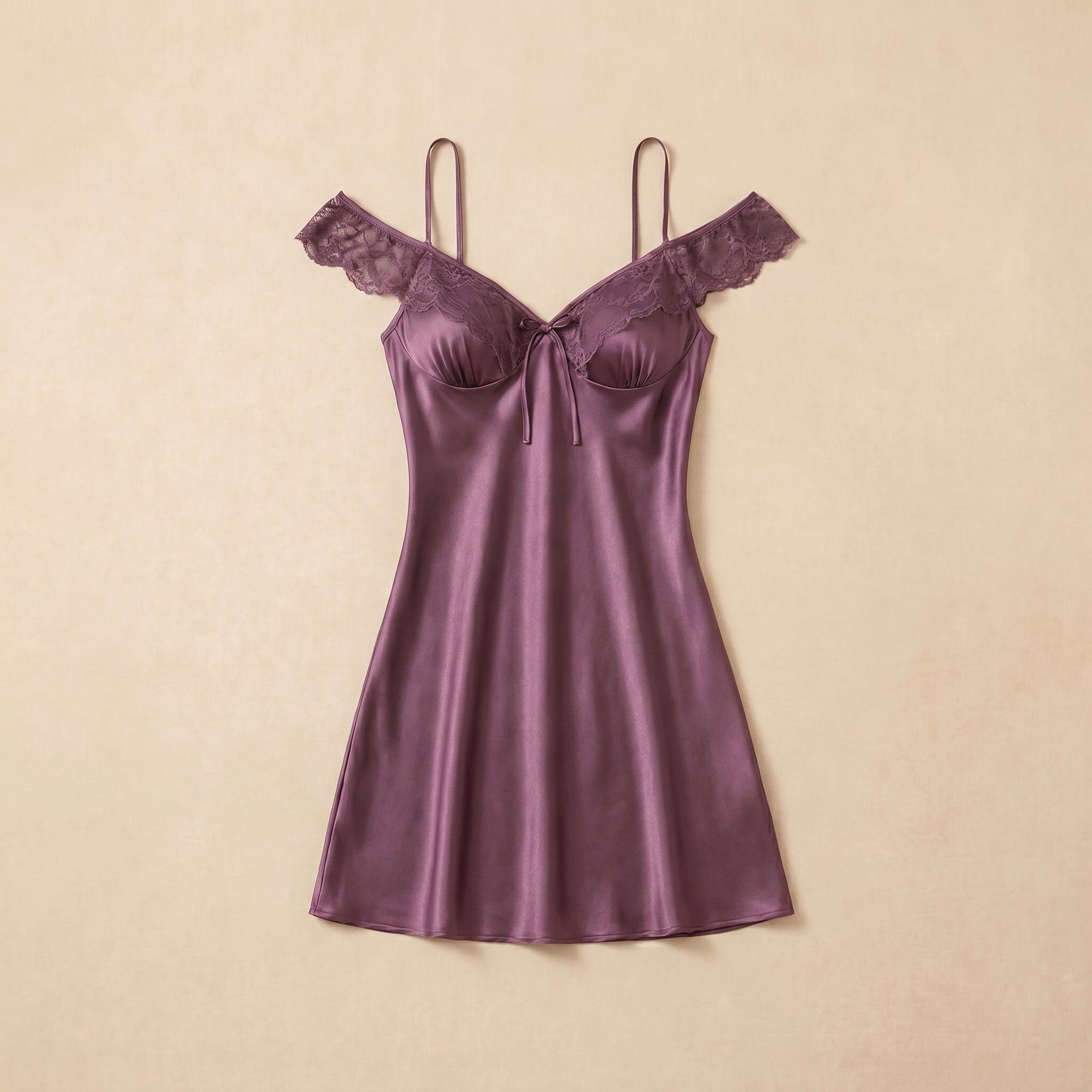 Mauve Lace Satin Chemise