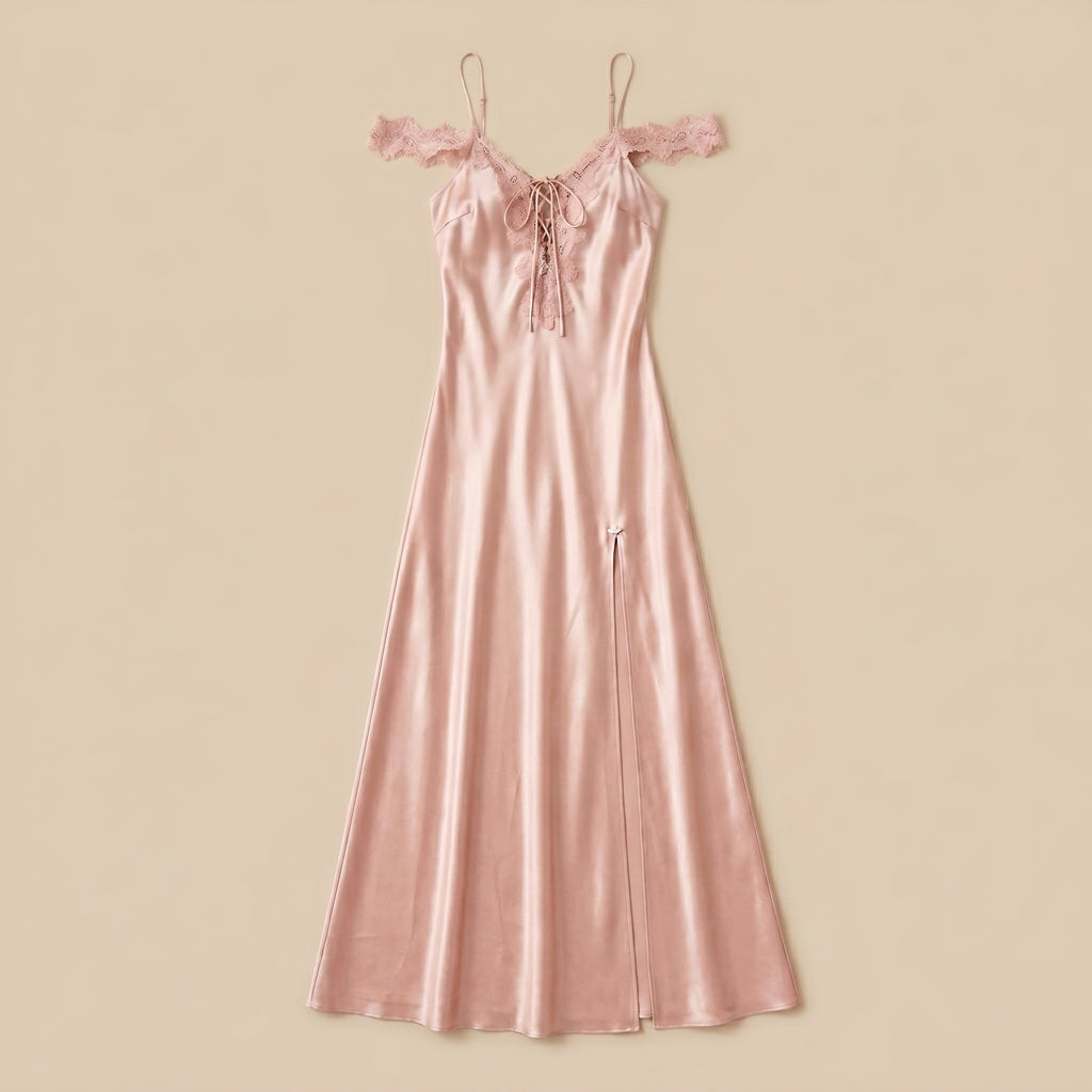 Blush Pink Long Satin Dress