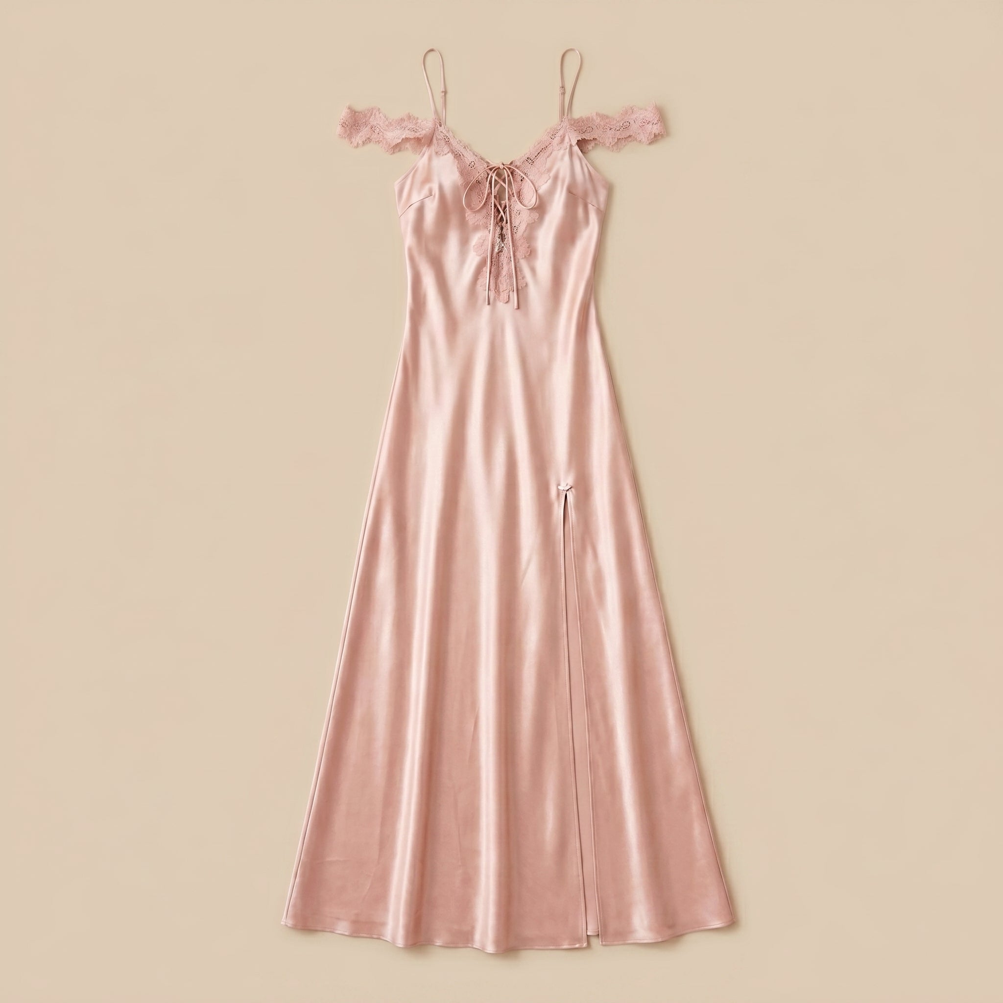 Blush Pink Long Satin Dress