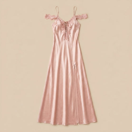 Blush Pink Long Satin Dress 1877