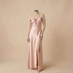 Blush Pink Long Satin Dress 1877