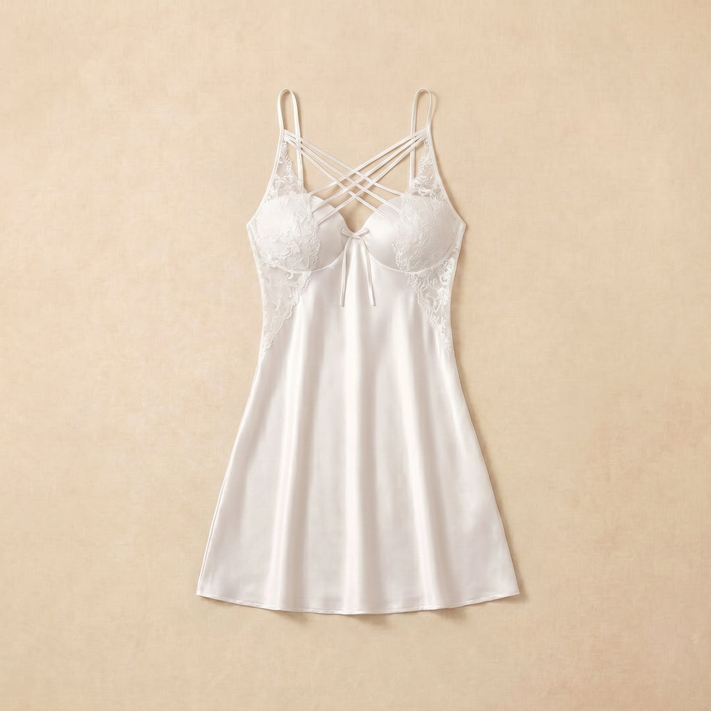 Ivory Lace Satin Dress