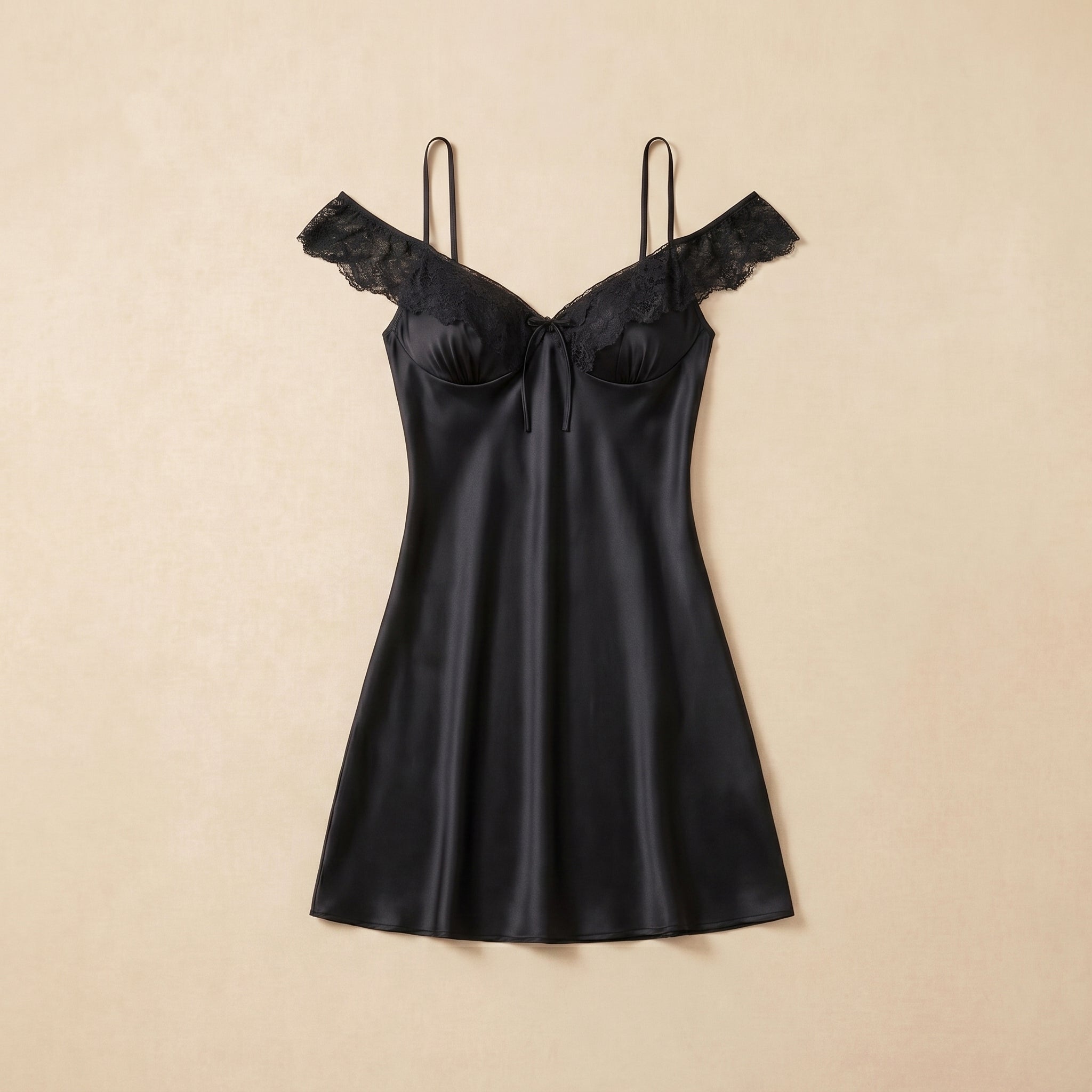 Midnight Lace Satin Dress