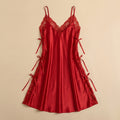 Satin Open-Back Slip Short Dress - Red 1819