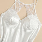 Night Satin Short Dress - White 2285