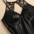 Night Satin Short Dress - Black 2285