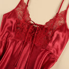BabyDoll Satin Short Dress - Red 1821