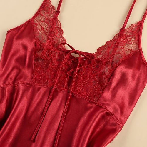 BabyDoll Satin Short Dress - Red 1821