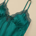 Emerald Whisper Long Satin Dress