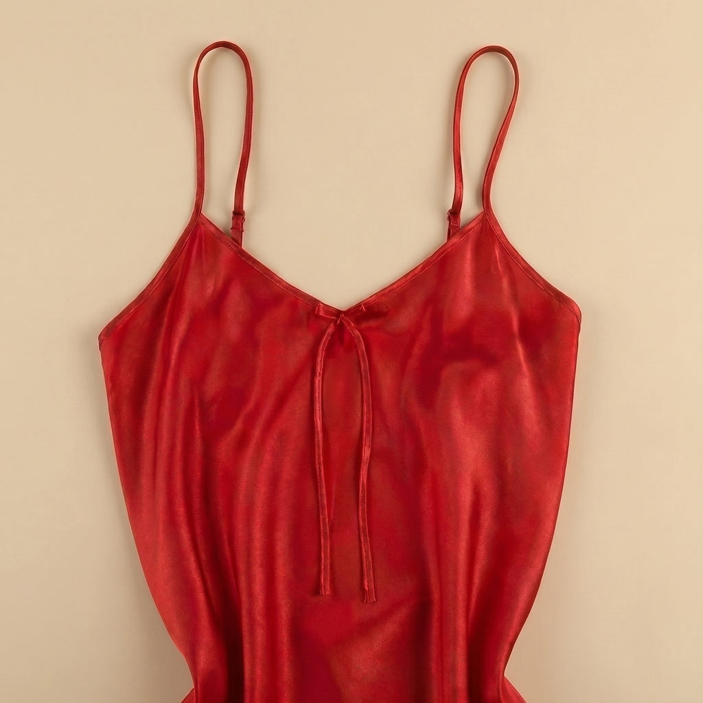 Midnight Kiss Satin Short Dress - Red 213